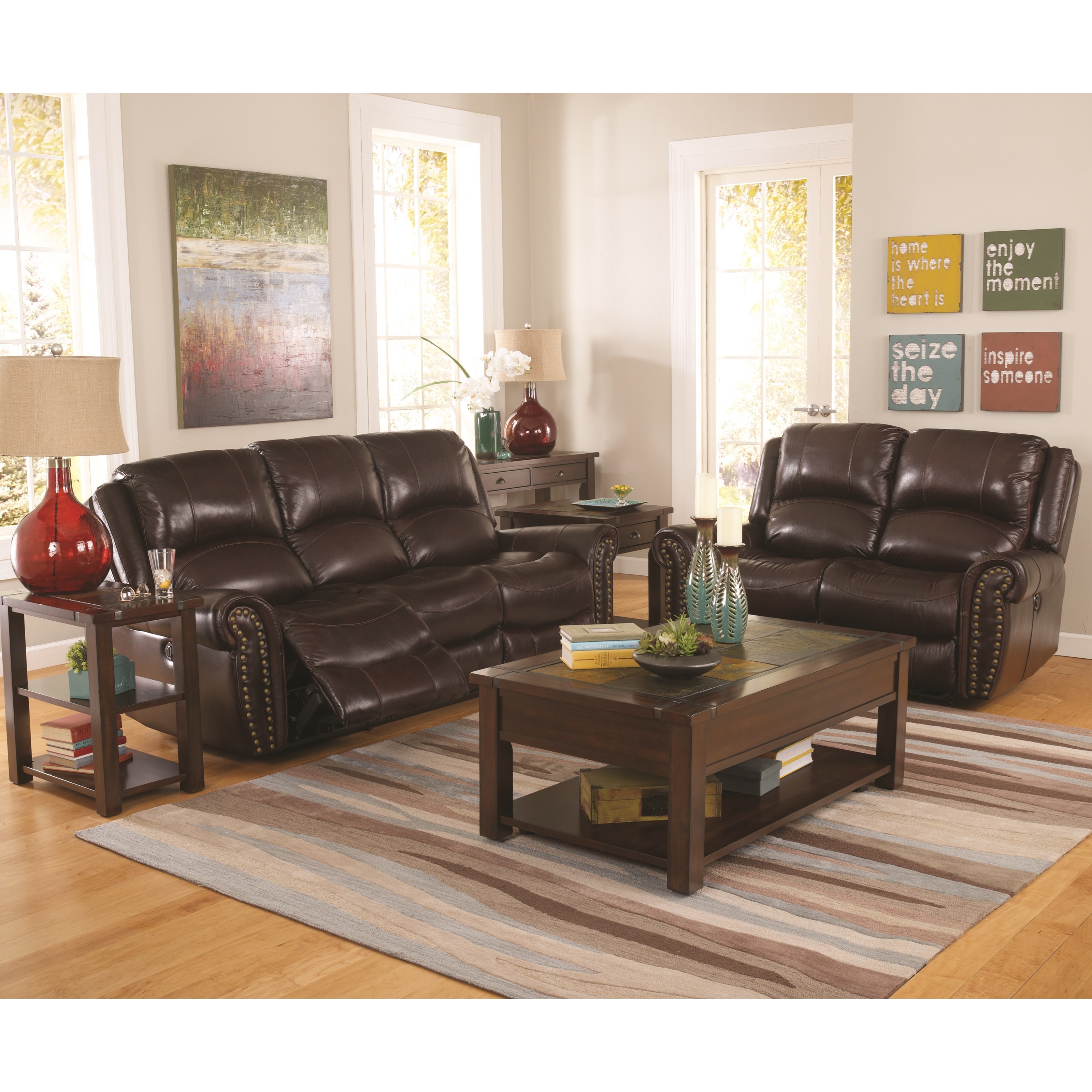 Cheers Sofa UXW9888M Reclining Loveseat with Nailhead Darvin